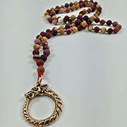 Hand Knotted Mookaite necklace with Dragon/Ouroboros/Serpent/Infinity Pendant